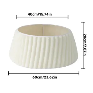 Jupe de Sapin de Noël Plissée Moelleuse 60cm Collier de Base en Peluche Blanche Fête