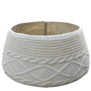 Witte gebreide kerstboom rok voor vakantie huisdecoratie ronde boomkraag basis hoes