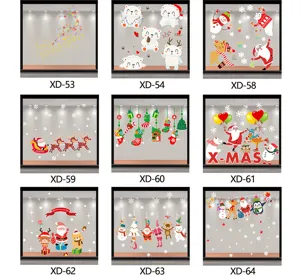 Autocollants de fenêtre statiques de Noël, 9 variantes pour décoration de vitrine en verre.