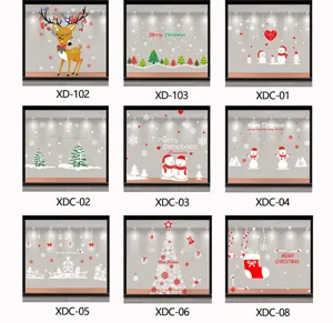 Ensemble autocollants fenetre de Noel statiques, divers sapin bonhomme de neige deco verre.