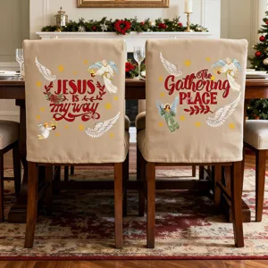 Christmas linen dining chair covers for holiday party home kitchen dining room decor
