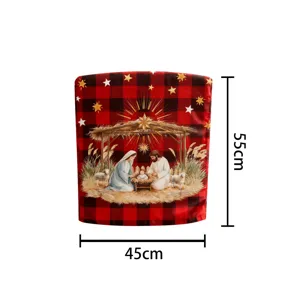 Christmas chair cover red black plaid Nativity scene holiday dining room party decor