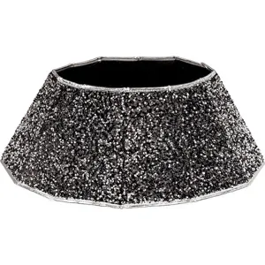 Jupe de collier d'arbre de Noel en sequins argentés base pour decoration de fete