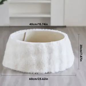 Gonna per albero di Natale in morbido peluche bianco collare 60cm per festa casa