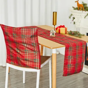 Housse de Chaise Carreaux de Noël Vintage Américain Impression Double Face Tissu Protecteur Chaise Décoration Table Maison
