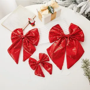Ensemble de nœuds de Noël à sequins rouges pour décoration de sapin et loisirs créatifs