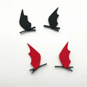Halloween bat wing hair clips set, cute devil horn hairpins for party styling and photo props.