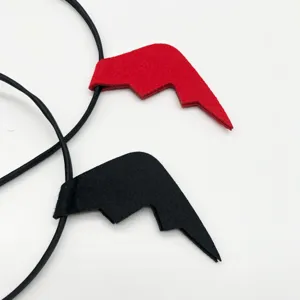 Halloween bat wing headphone decoration accessories red and black felt cute style details