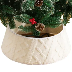 Jupe de collier d'arbre de Noël en peluche tricotée décoration de vacances beige clair
