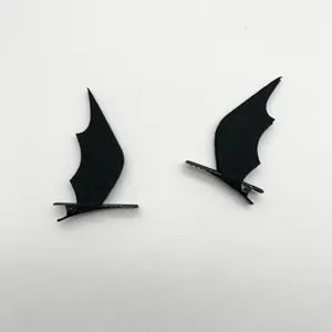 Black bat wing hair clips Halloween hair accessories spooky party costume styling details