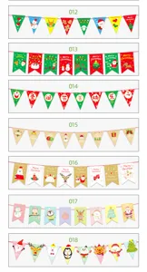 Christmas bunting banner holiday party hanging decorations cartoon festive flags set of 7 styles