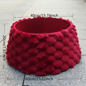 Collier de sapin de Noël en peluche rouge avec motif en nid d'abeille 3D, jupe de sapin de fête.