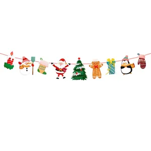 Christmas banner cartoon flags party decoration hanging ornaments for festive decor