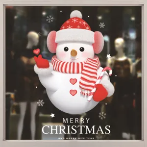 Noël bonhomme de neige autocollant de fenêtre statique décoration en verre festif