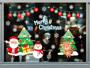 Autocollants statiques de fenêtres de Noël Père Noël bonhomme de neige déco vitres