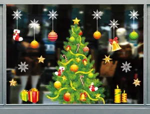 Autocollants de fenêtre de Noël statiques verre vitrine décoration de fête fournitures
