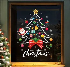 Autocollant de fenetre de Noel autocollant decoratif en verre electrostatique fete maison