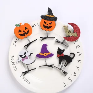Halloween Haarklammern Für Kinder Kürbis Geist Fledermaus Totenkopf Muster Filz Haarnadeln Party Kostüm Dekoration Zubehör