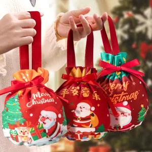 Weihnachtstasche Samt Kordelzug Bonbontueten Feiertagsverpackung Apfelbeutel Deko Geschenktüte