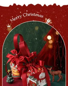 Weihnachten rote Kordelzug Geschenktüte für Süßigkeiten Apfel Verpackung festliche Party.