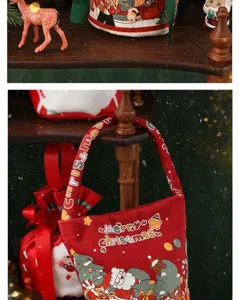 Weihnachtsgeschenk Tasche roter Stoff Apfel Verpackung Süßigkeiten Handtasche festliche Deko