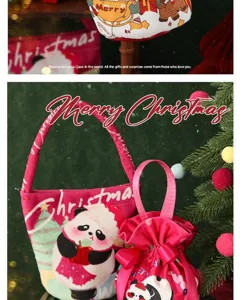 Weihnachten Apfel Geschenktasche rosa süße Panda Handtasche Feiertag Süßigkeiten Beutel