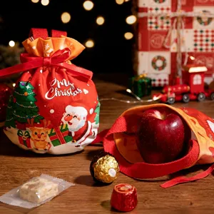Festliche Weihnachtsentasche für Apfel und Süßwaren, süßer Weihnachtsmann Aufbewahrungsbeutel.