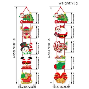 Christmas door hanging decoration set with snowman santa reindeer vertical size chart display