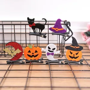 Ensemble de pinces à cheveux Halloween pour enfants, mignonnes épingles citrouille chat.