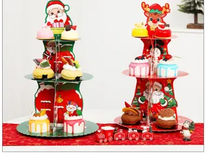 Kerst 3-laags kartonnen taartstandaard dessert display rek feest vakantie decoratie prop