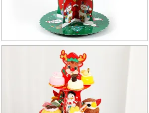 Kerst 3-laags papieren cupcake standaard handgemaakte vouwen dessert display rek feestdecoratie.