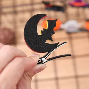 Halloween enfants chauve-souris lune pince a cheveux detail, feutre noir fete accessorio.