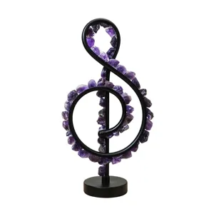 Lámpara de escritorio decorativa USB con luz nocturna de cristal de amatista natural