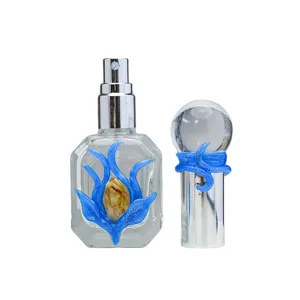 Flacone per profumo in olio essenziale di vetro fatto a mano con sfera di cristallo