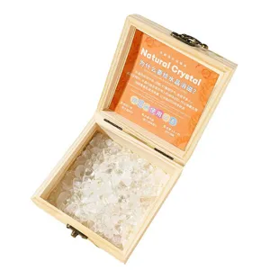 Natural crystal gravel demagnetization wooden storage box, crystal stone purification container.