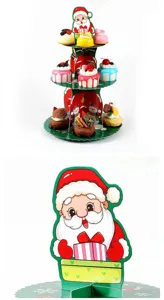 Weihnachten 3-stöckiger Papp-Kuchenständer Party Desserttisch Tischdekoration Display