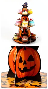 Halloween 3-stöckiger Papp-Cupcake-Ständer gruselige Party Desserttisch Deko Display