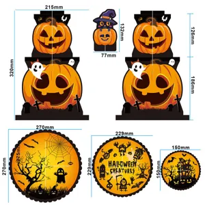 Halloween Deko Set Tischaufsatz Kürbis Geist Papier Requisiten Größentabelle Details
