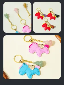 Crystal Gourd Leather Horse Keychain Cute Bag Pendant Lucky Charm Accessory Gift