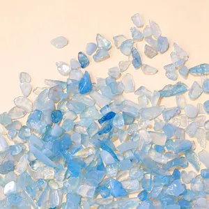 Natürliche Aquamarin Trommelsteine Kristall Splitter Kies Steine Für Aquarium Blumentopf Deko Heilenergie Steine Zuhause Büro Dekorative Mineralien Großhandel