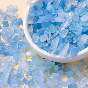 Natürliche Aquamarin Kristall Splitter Rohstein Entmagnetisierungssteine für Aquarium Deko
