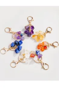 Natuurlijke kristal ruwe steen sleutelhanger kleurrijke edelsteen tas charm hanger