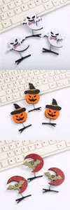 Halloween haarklammern set süße geist kürbis fledermaus feder haarnadeln party accessoires