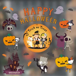 Halloween Fensteraufkleber statische Glasaufkleber süße Cartoon Kürbis Geist Details