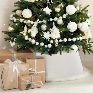 Weißer Plüsch Christbaumdecke Weihnachtsbaumunterlage für festliche Dekoration