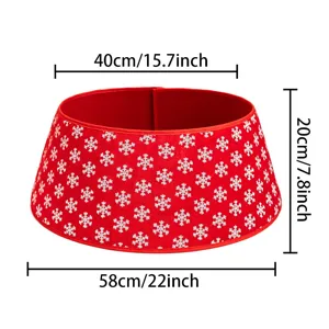 Roter Weihnachtsbaumkragen mit weißen Schneeflocken, 58cm Basis und 20cm Höhe Dekoration.