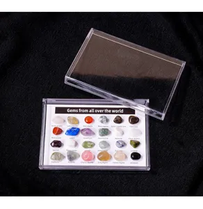 Set de caja de muestras de minerales de cristal natural con 24 piedras preciosas.