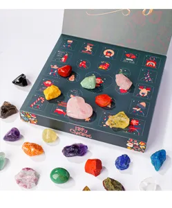 Weihnachts Adventskalender Kristall Rohstein Blindbox Set mit vierundzwanzig Fächern Geschenk.