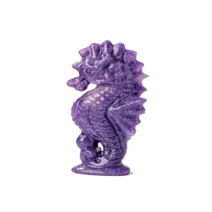 Natural crystal seahorse carving ornament purple crystal home tabletop decor figurine item