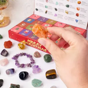 Christmas Advent Calendar Blind Box Natural Crystal Ore Stones Ore Specification Kids Gifts Box Modern Printed Festive Ornament Decor